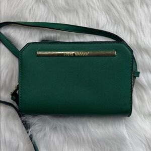 STEVE MADDEN Double Zip Mini Crossbody Bag & Wallet  Hunter green with gold